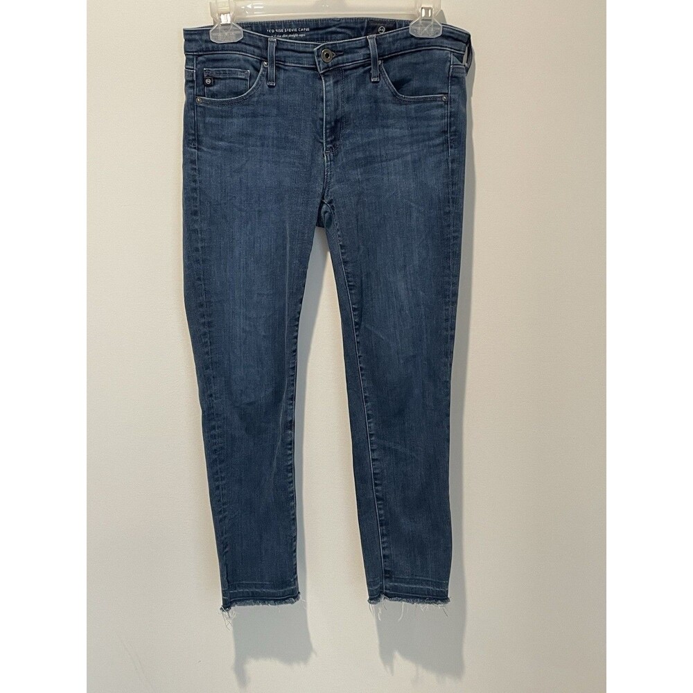 AG Adriano Goldschmied Women’s Mid Rise Stevie Capri Ankle Slit Raw Hem Jeans 26